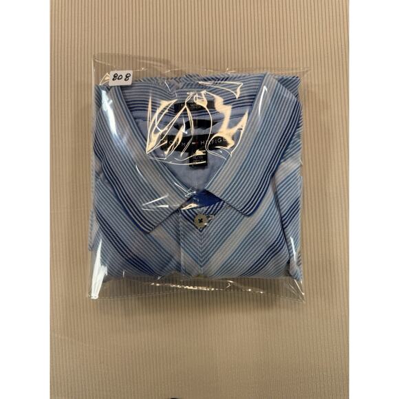 Tommy Hilfiger Mercerized Cotton Polo Shirt Men’s XL Blue Stripe Chevron - Picture 8 of 8